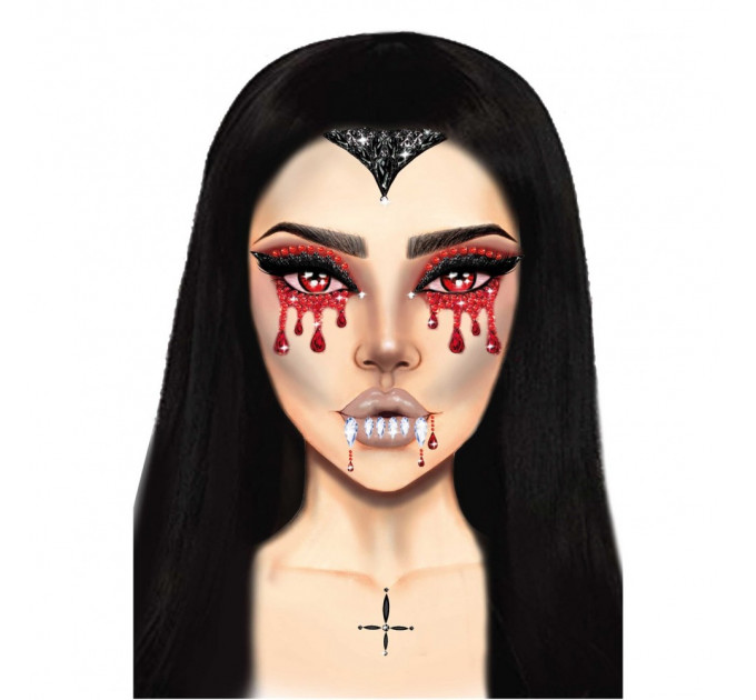 Маска вампіра зі страз Vampire Rhinestone Stick-On Jewels Leg Avenue
