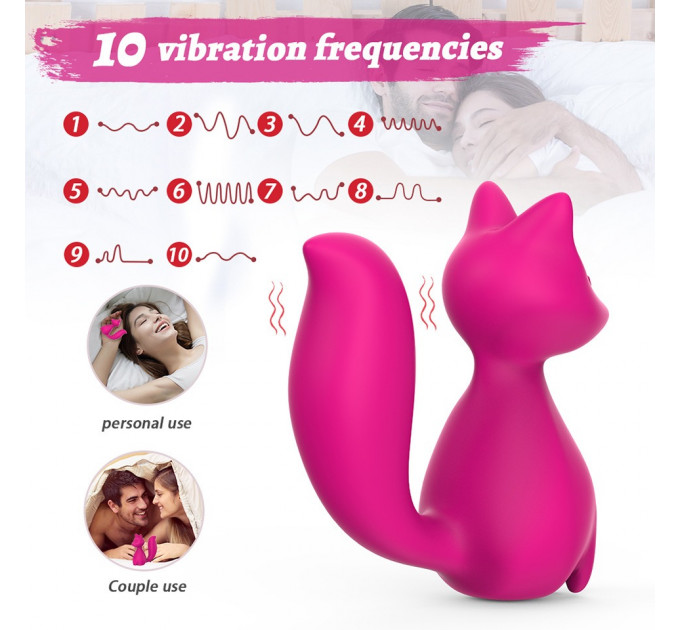 Міні-вібратор кліторальний Every Night Toys Doris у формі лисиці рожевий, 10 режимів вібрації