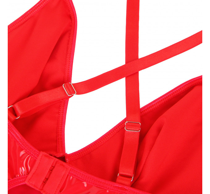 Сукня з чокером, глянсова Star Night Wet Look з імітацією вінілу, червона, S