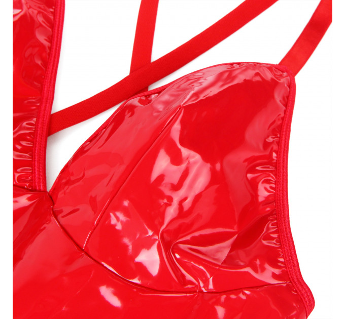 Сукня з чокером, глянсова Star Night Wet Look з імітацією вінілу, червона, S