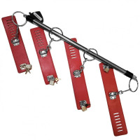 Металева розпірка з манжетами на карабінах, червона