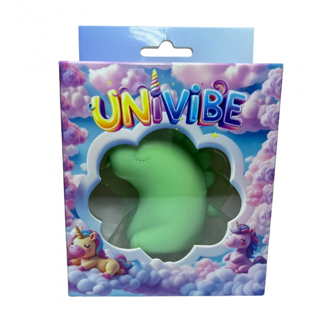 Стимулятор клитора с язычком UNIVIBE Единорог, 10 режимов, зелёный