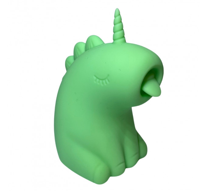 Стимулятор клитора с язычком UNIVIBE Единорог, 10 режимов, зелёный