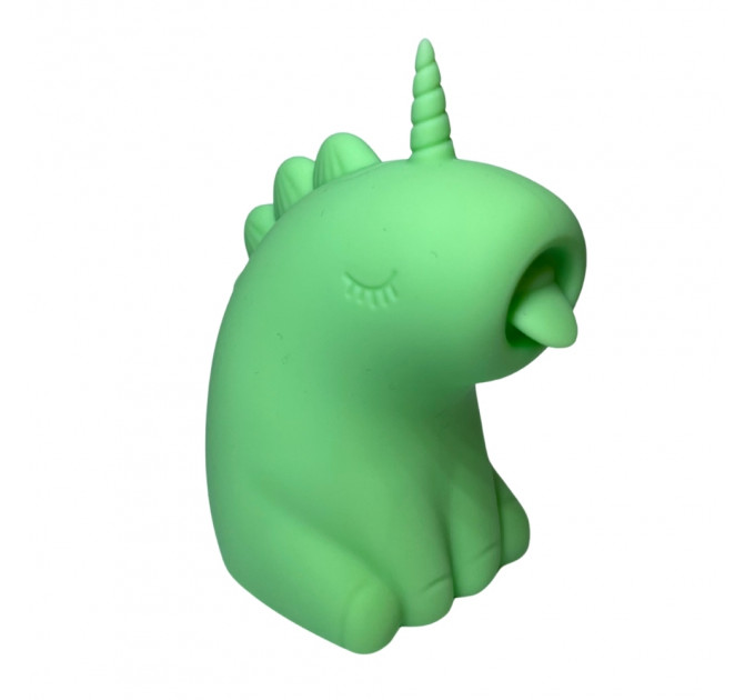 Стимулятор клитора с язычком UNIVIBE Единорог, 10 режимов, зелёный