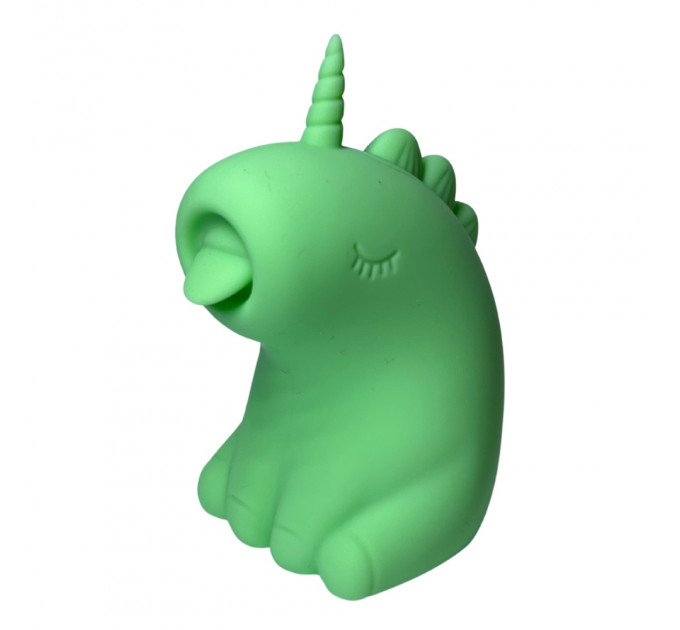 Стимулятор клитора с язычком UNIVIBE Единорог, 10 режимов, зелёный