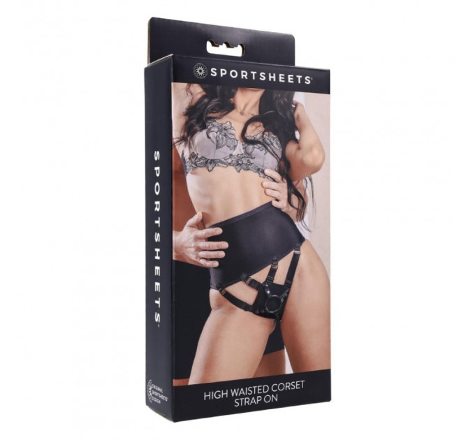Трусики для страпону Sportsheets Corset з кільцевим кріпленням, чорні