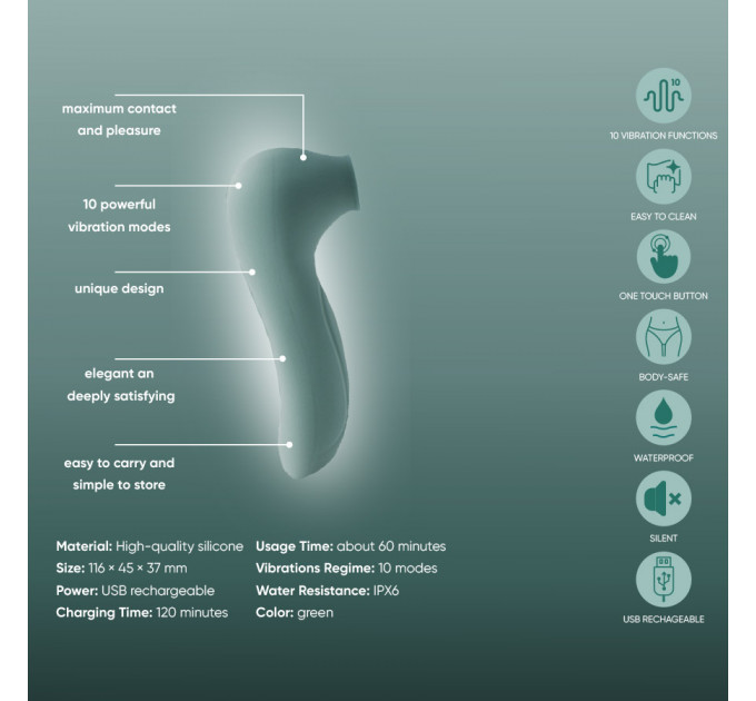 Вакуумный стимулятор клитора Sweet Em, мятный