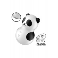 Вакуумный стимулятор с вибрацией Satisfyer Pocket Panda черно-белый, 8.9 см