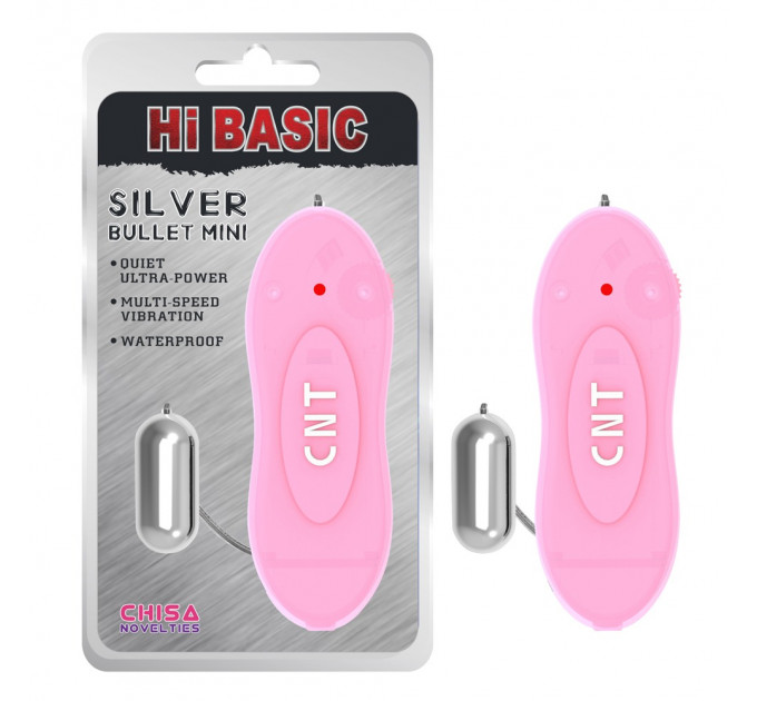 Вибропуля серебристая Chisa Hi-Basic Bullet CNT Mini с розовым пультом управления