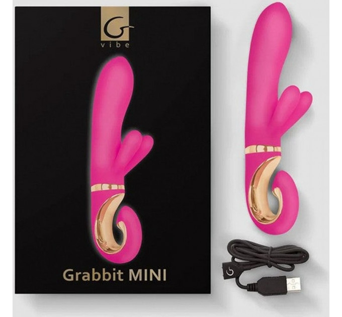 Вибратор-кролик с двумя отростками для клитора Grabbit GVibe, розовый, 23.5 см х 4 см