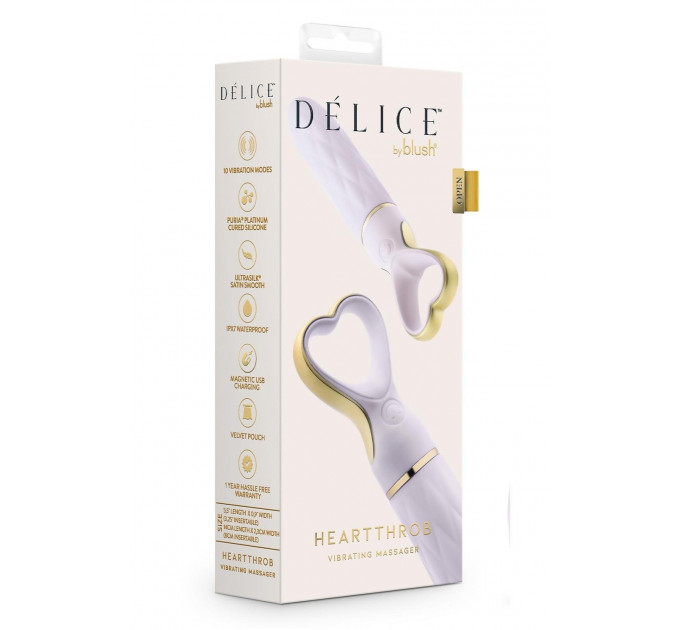 Вибратор рельефный с ручкой в форме сердца Blush Delice Heartthrob цвет ,,лаванда,,
