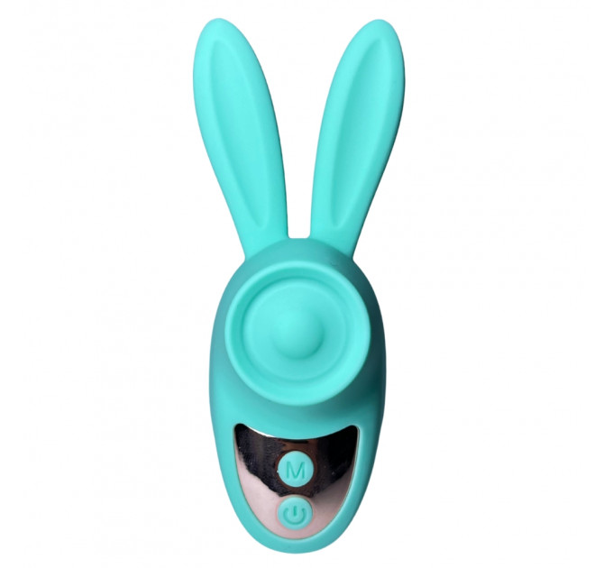Вибростимулятор на палец Зайчик Passion Play, 12 режимов вибрации + 3 интенсивности, бирюзовый