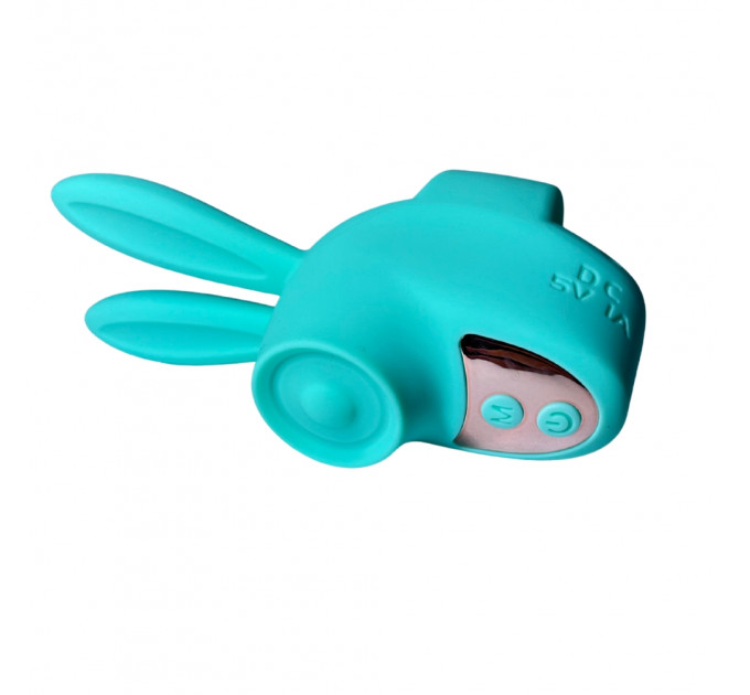 Вибростимулятор на палец Зайчик Passion Play, 12 режимов вибрации + 3 интенсивности, бирюзовый