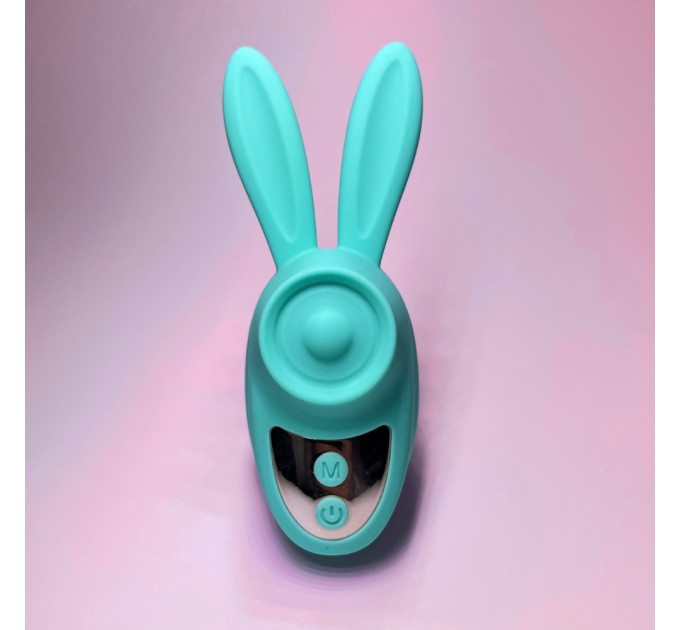 Вибростимулятор на палец Зайчик Passion Play, 12 режимов вибрации + 3 интенсивности, бирюзовый