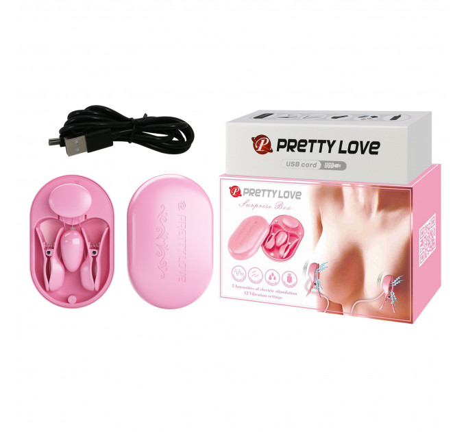 Затискачі для сосків Pretty Love Surprise Box з електростимуляцією, рожевий