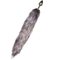 Анальна пробка із сірим хвостиком EasyToys Fox Tail Plug ,S