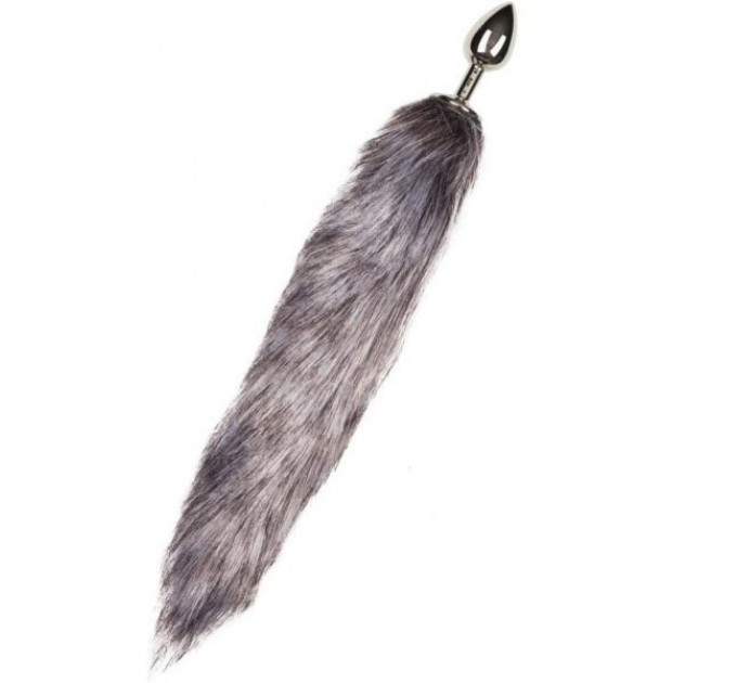 Анальная пробка с серым хвостиком EasyToys Fox Tail Plug ,S