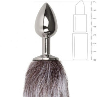 Анальна пробка із сірим хвостиком EasyToys Fox Tail Plug ,S