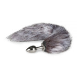 Анальная пробка с серым хвостиком EasyToys Fox Tail Plug ,S