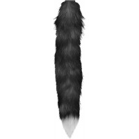 Анальна пробка з хвостом Anal plug faux fur fox tail black polyeste