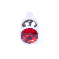 Анальная пробка с красным кристаллом Plug-Jewellery Silver BUTT PLUG- Red