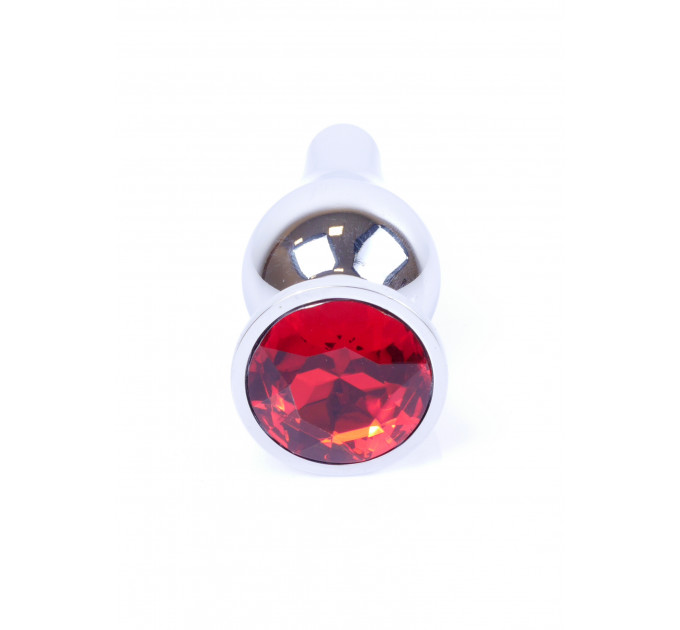 Анальная пробка с красным кристаллом Plug-Jewellery Silver BUTT PLUG- Red