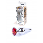Анальная пробка с красным кристаллом Plug-Jewellery Silver BUTT PLUG- Red