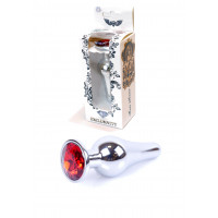 Анальная пробка с красным кристаллом Plug-Jewellery Silver BUTT PLUG- Red