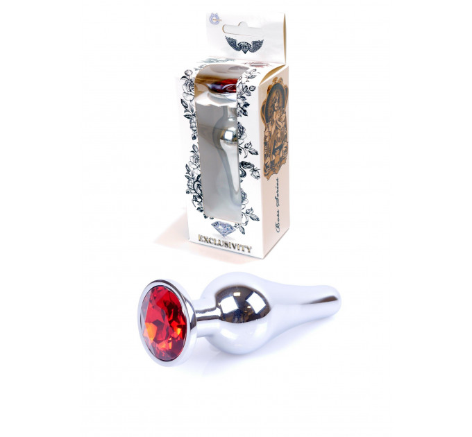 Анальная пробка с красным кристаллом Plug-Jewellery Silver BUTT PLUG- Red