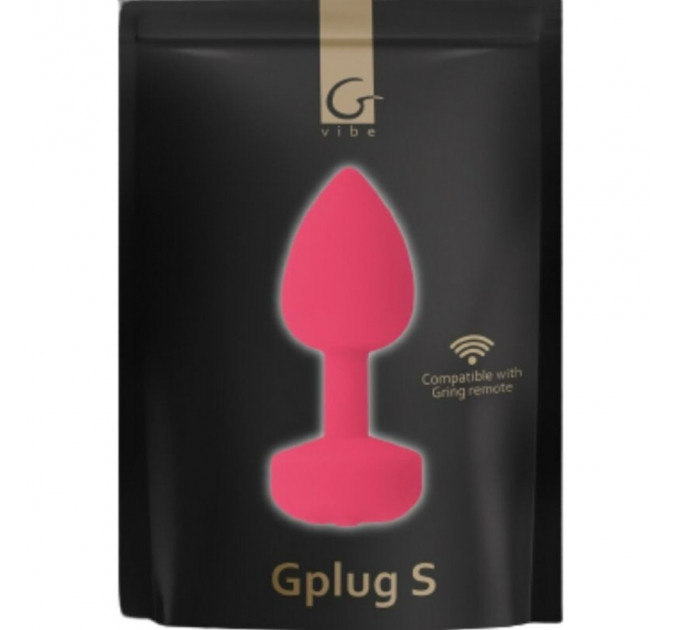 Анальная пробка с вибрацией S Gplug Gvibe, силиконовая, розовая, 8.2 х 3 см
