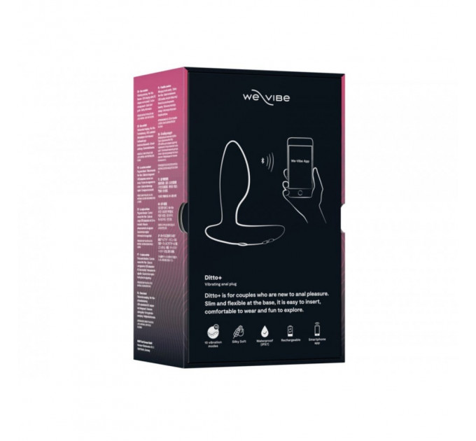 Анальна пробка з вібрацією We-Vibe Ditto+ Satin Black з пультом та керуванням з телефону