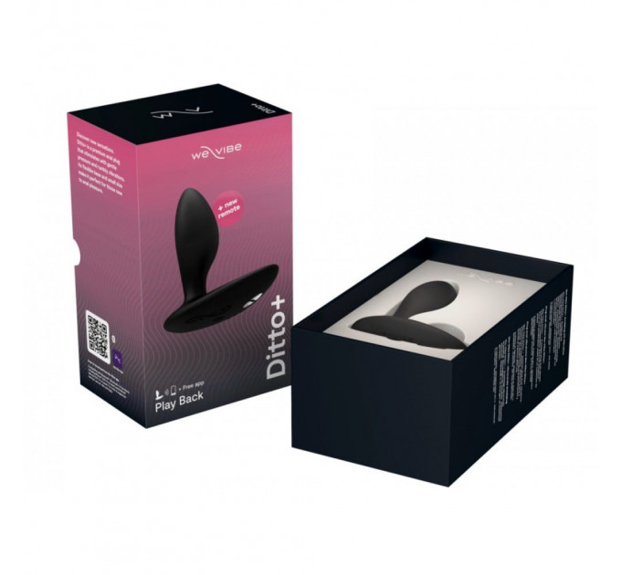 Анальна пробка з вібрацією We-Vibe Ditto+ Satin Black з пультом та керуванням з телефону