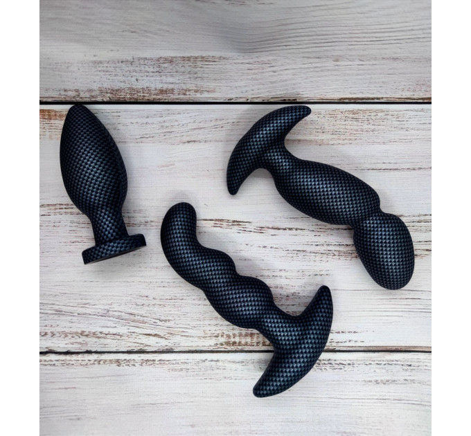 Анальная пробка с вибрацией 3-в-1 SPARK IGNITION PRV-02 CARBON FIBER