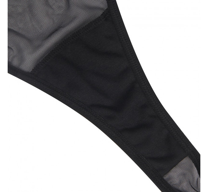 Боді напівпрозоре Star Night з діамантовим поясом, чорне, XL-XXL