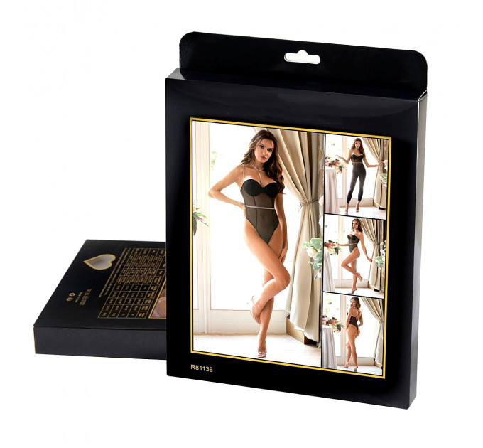 Боді напівпрозоре Star Night з діамантовим поясом, чорне, XL-XXL