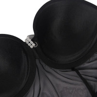 Боди полупрозрачное Star Night с бриллиантовым поясом, черное, XL-XXL