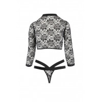 Боди с длинными рукавами и открытой грудью LETICIA BODY black S/M - Passion