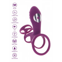 Ерекційне вібро кільце ToyJoy Halo Halo C-Ring Sleeve з кліторальним відростком, фіолетове