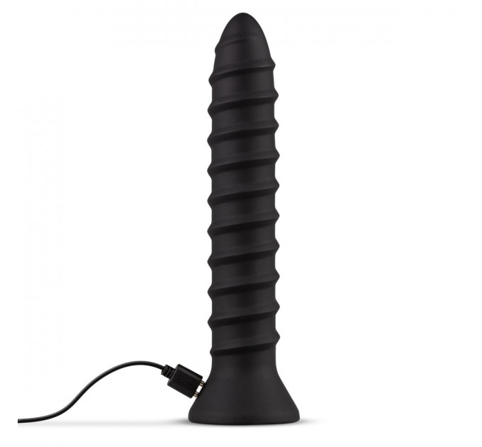 Вибратор анальный с рельефом EasyToys Screwed, черный, L