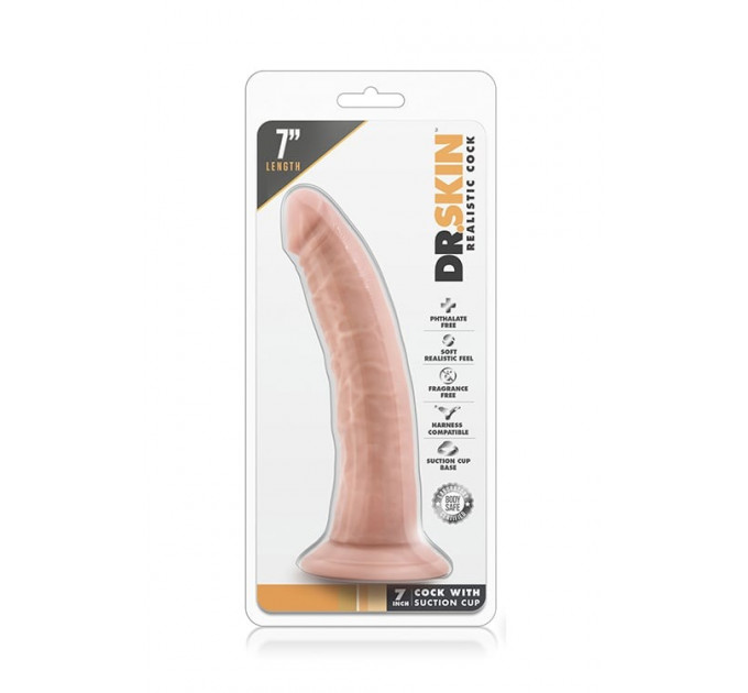 Фалоімітатор реалістичний з деталізованими вінками Blush Dr.Skin на присосці, тілесний