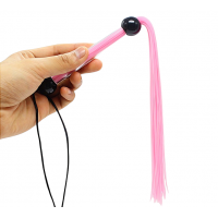 Флоггер силиконовый с прозрачной ручкой DS Fetish 39 см, розовый