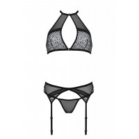 Комплект белья с поясом для чулков SATARA SET black S/M - Passion