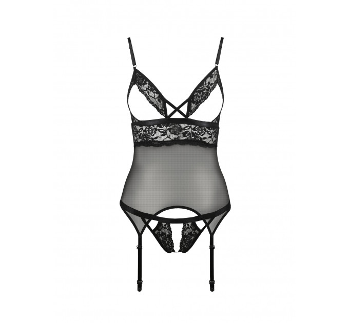 Корсет с открытой грудью S/M black DIABOLINA CORSET - Passion