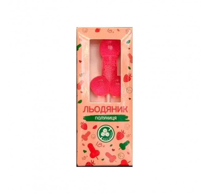 Льодяник на паличці у формі пеніса VidDushi HOT зі смаком Полуниця (без цукру), 17 гр