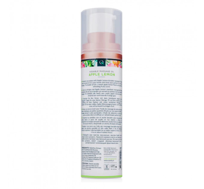 Олія для масажу їстівна з ароматом та смаком яблука та лимона Exotiq Massage Oil Apple Lemon -