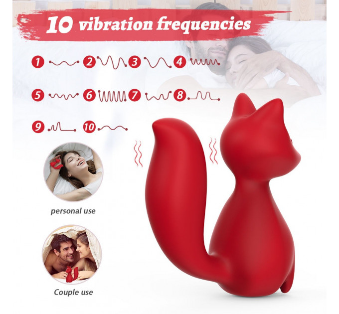Міні-вібратор кліторальний Every Night Toys Doris у формі лисиці червоний, 10 режимів вібрації