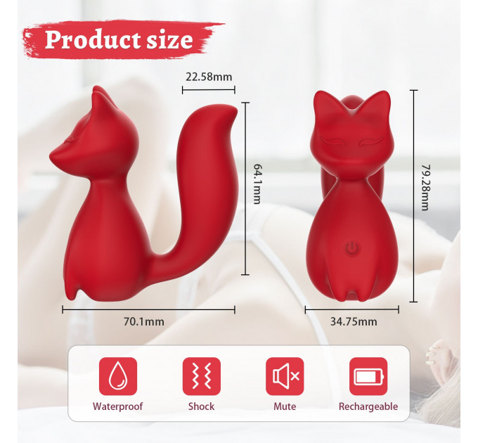 Міні-вібратор кліторальний Every Night Toys Doris у формі лисиці червоний, 10 режимів вібрації