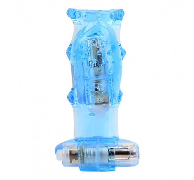 Насадка на член из четырех эрекционных колец Chisa GK Power с вибрацией, голубая