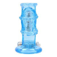 Насадка на член із чотирьох ерекційних кілець Chisa GK Power з вібрацією, блакитна