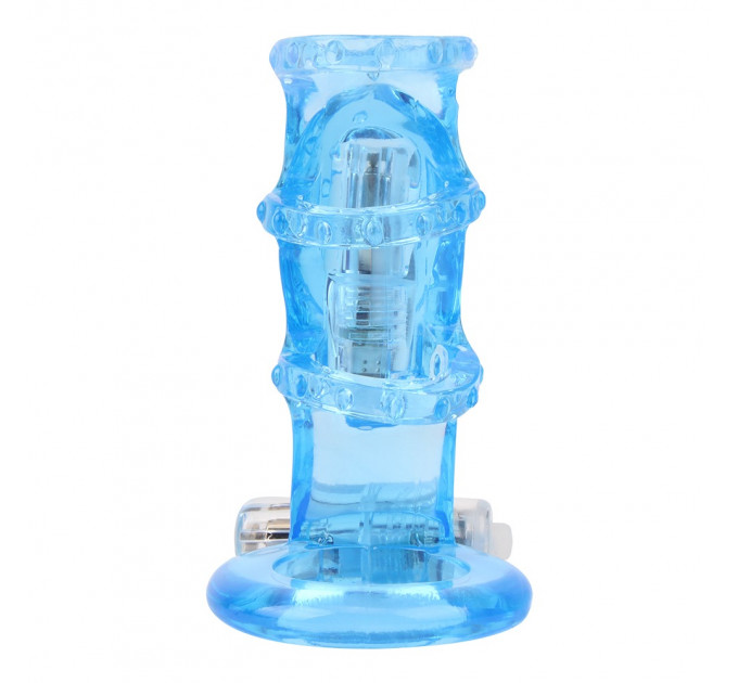 Насадка на член из четырех эрекционных колец Chisa GK Power с вибрацией, голубая